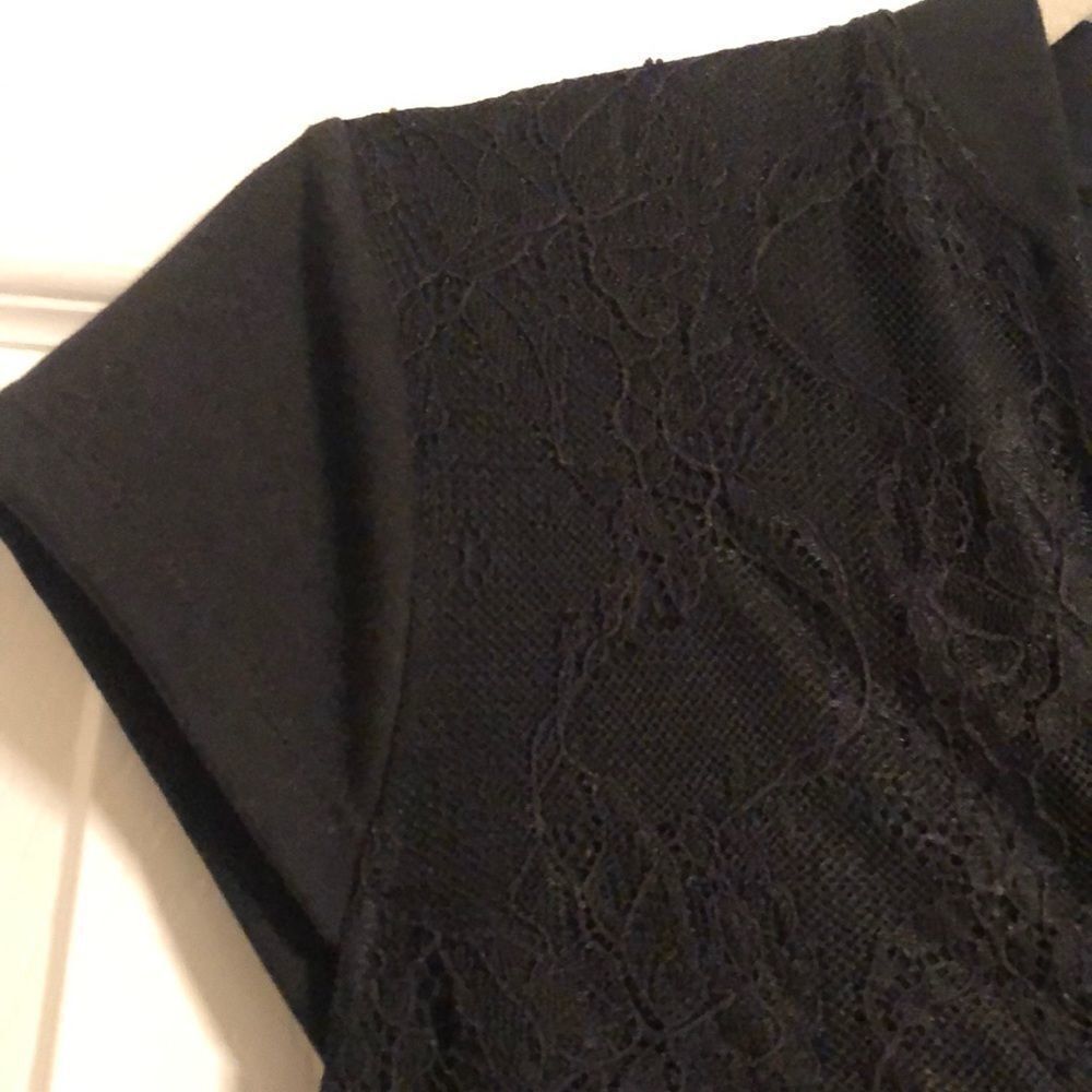 Pencey Black V Neck Half Lace Cap Sleeve Dress Size 4 - Picture 5 of 8